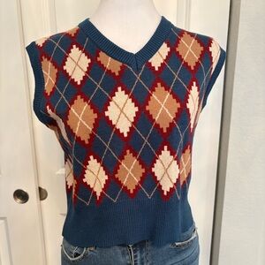Cider Navy and Tan Argyle Knit Vest